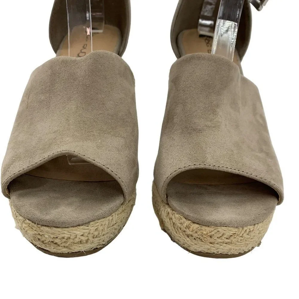 Big Buddha Womens Gray Suede Espadrille Platform Wedge Sandals Size 9 2306 shoes